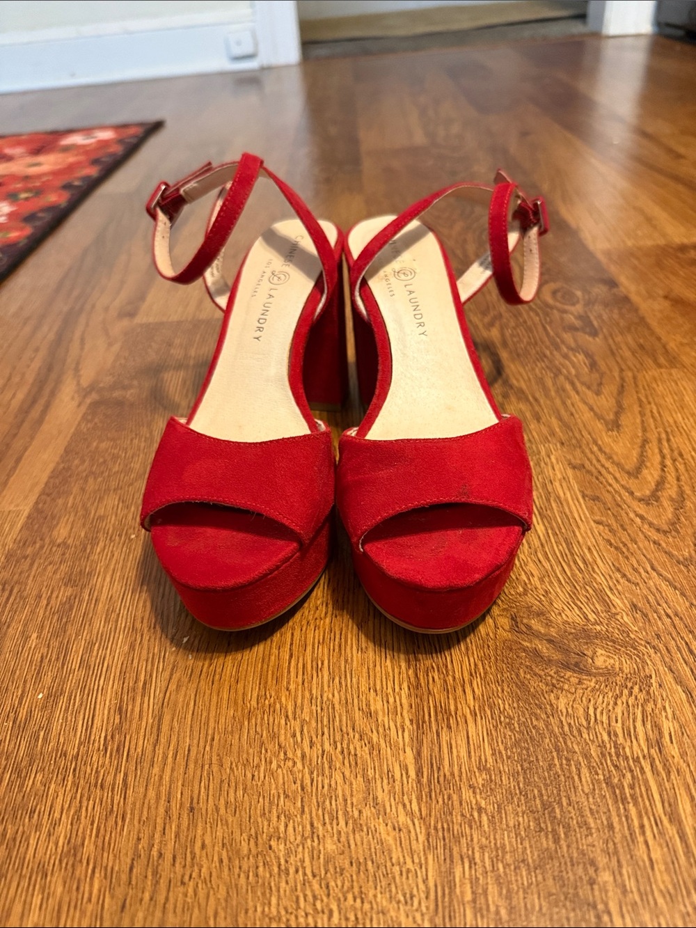 Chinese Laundry Red Platform Ankle-Strap Sandals